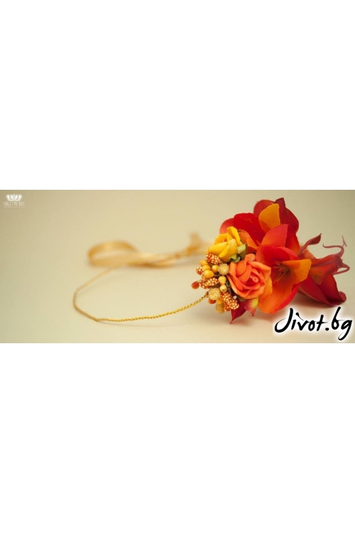 Диадема в есени цветове с красиви цветя "Yellow love"/Forget-me-not