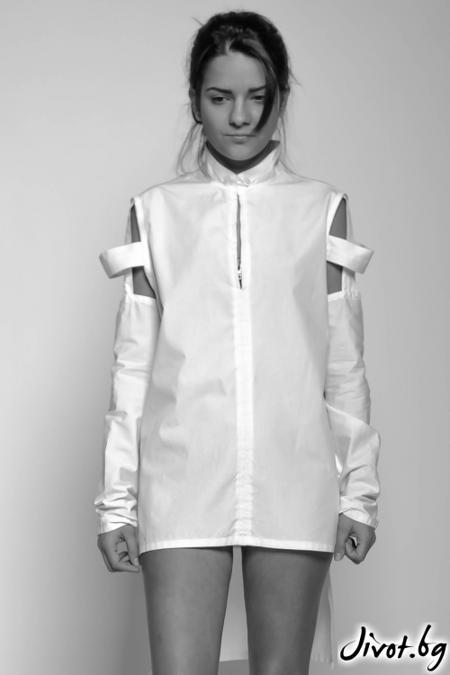 Асиметрична бяла дамска риза / EXPERIMENT