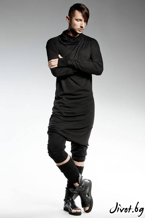 Черна асиметрична мъжка блуза / PENDARI