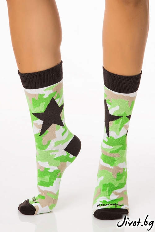 Къси дамски чорапи Military Star Green / Krak me