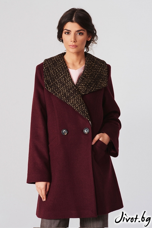 Двуредно палто в бордо / Lila Style House