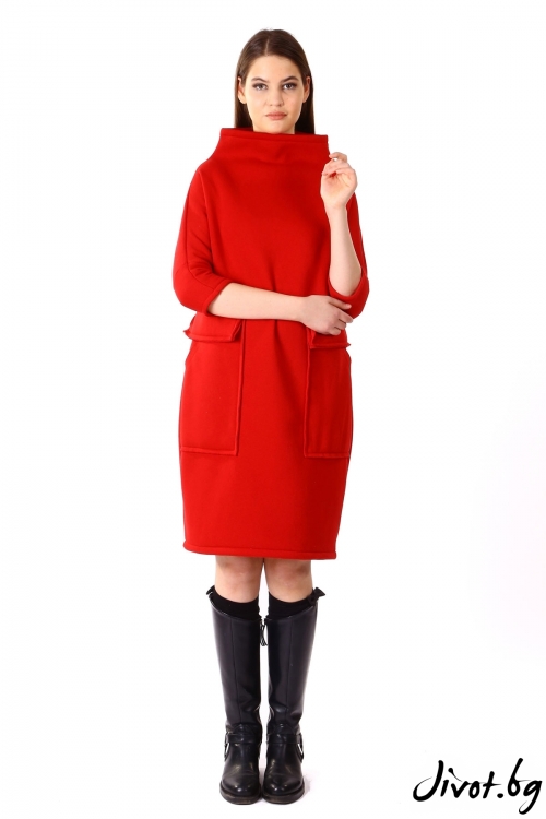 Червена рокля с големи джобове / VЯRA за MUSE SHOP