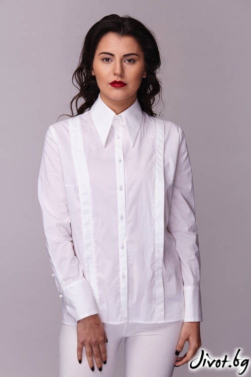 Бяла дамска риза "Таня" / Модна къща АМБИЦИЯ