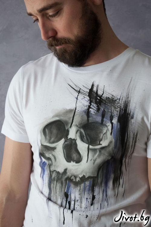 Ръчно рисувана тениска "SCULL" / EGO Te Provoco