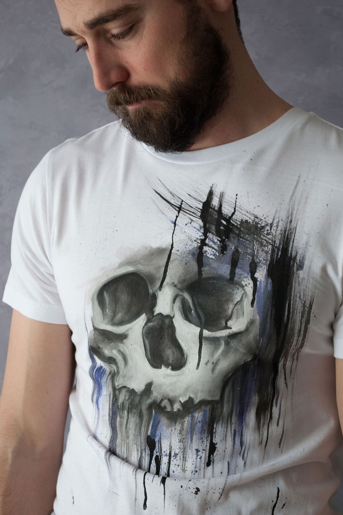 Ръчно рисувана тениска "SCULL" / EGO Te Provoco