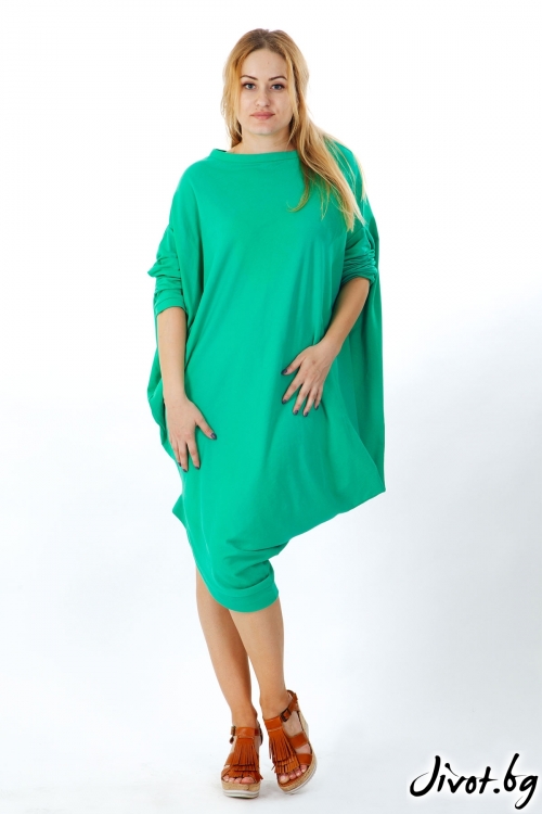 Зелена асиметрична рокля / FABRA MODA STUDIO