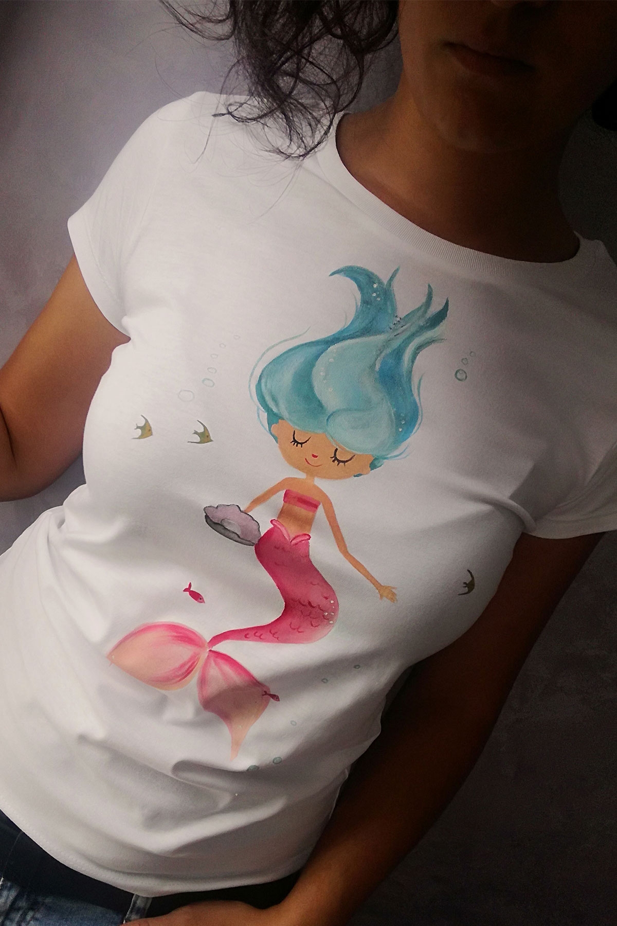 Ръчно рисувана тениска "Mermaid" / EGO Te Provoco