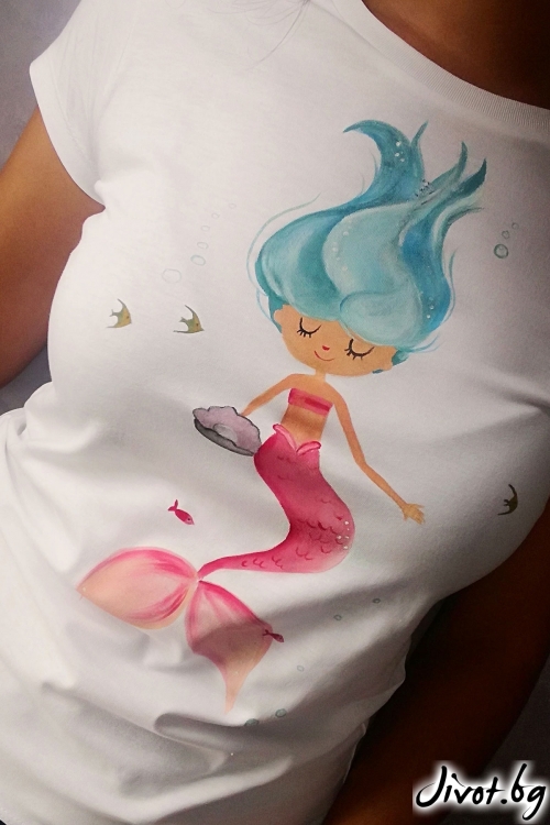 Ръчно рисувана тениска "Mermaid" / EGO Te Provoco
