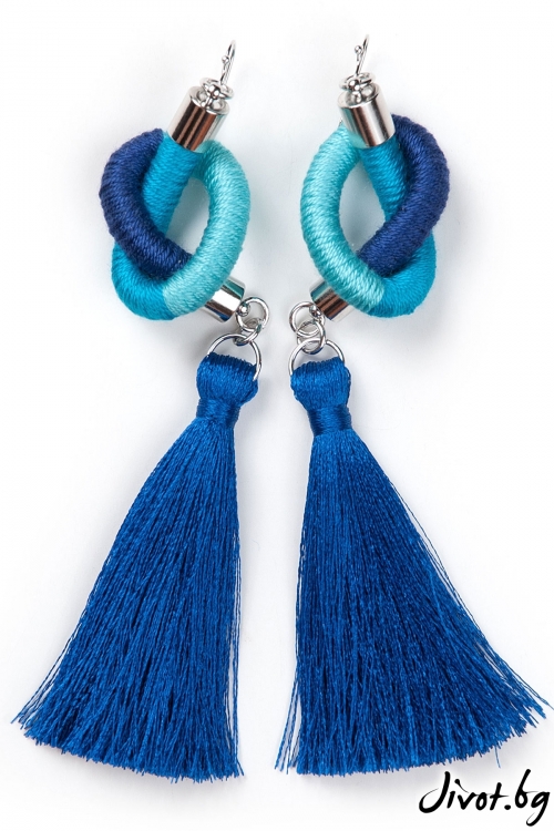 Дамски ръчно изработени обеци в синьо и тюркоаз / KIA FIL