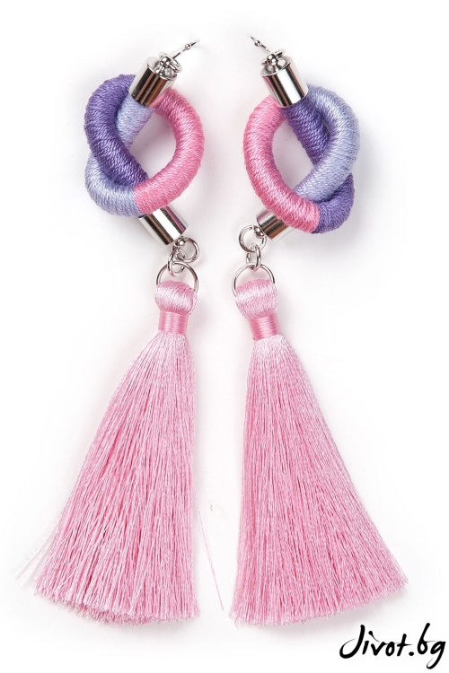Дамски ръчно изработени обеци в лилаво-розово / KIA FIL