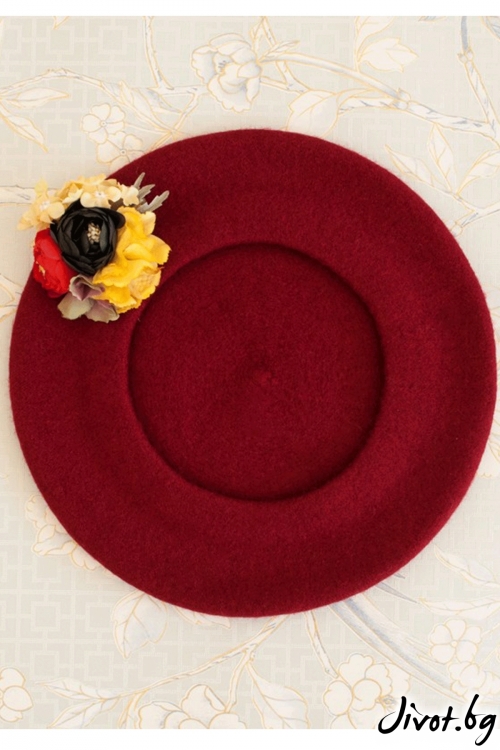 The French Beret – "Wine red" / Forget-me-not