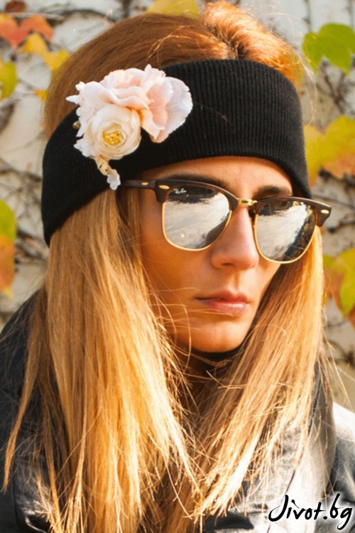 The Winter Headband – "Totally Black" / Forget-me-not