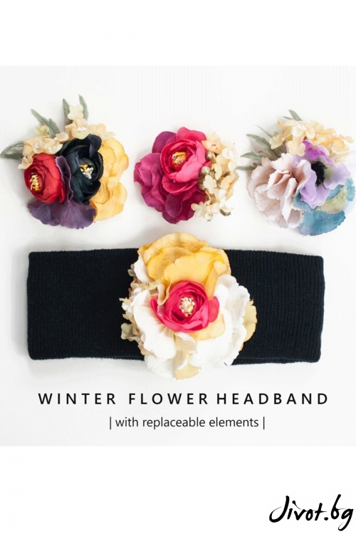 The Winter Headband – "Totally Black" / Forget-me-not