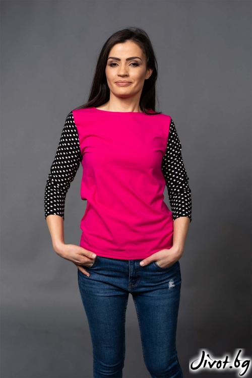 Цикламена дамска блуза с ръкави на точки "FIARA"/VERNE